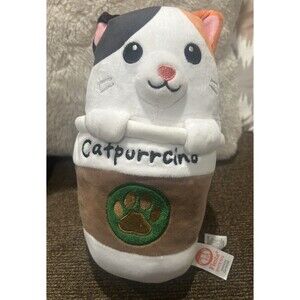 Fiesta Catpurrcino 9” Inch Calico Cat Cup Plush Stuffed Animal Toy